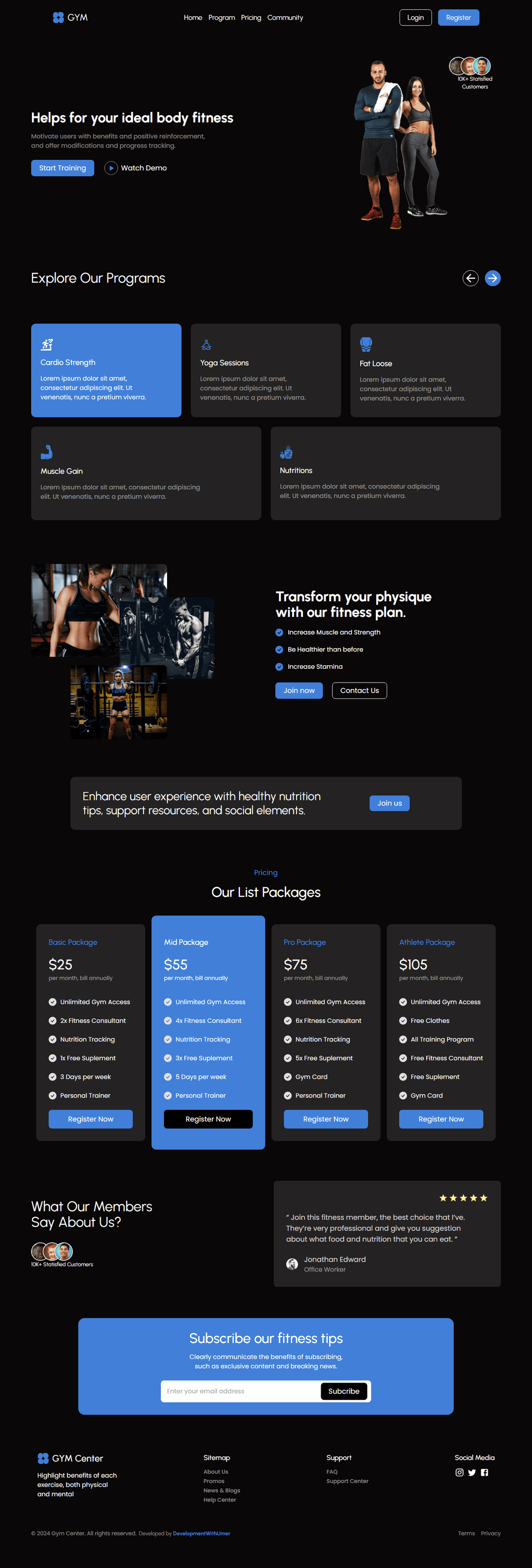 Gym Center Website